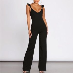 Black Ruffle Jumpsuit
